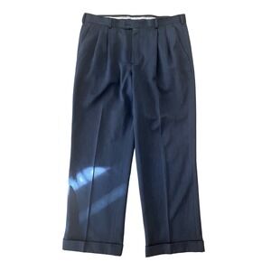 Perry Ellis Portfolio Mens Pleated Dress Pants Dark Gray Cuffed‎ 34x28